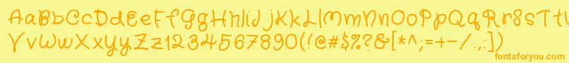 Kidergarden-Schriftart – Orangefarbene Schriften auf gelbem Hintergrund