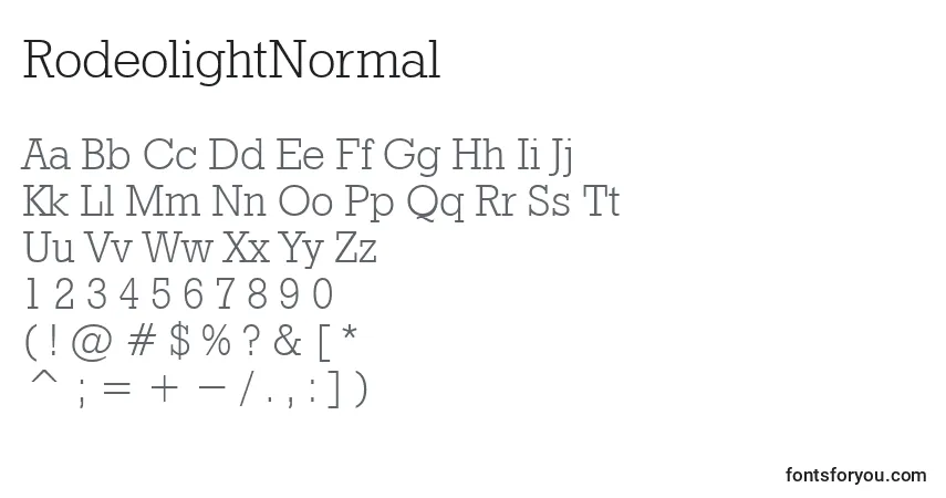 Czcionka RodeolightNormal – alfabet, cyfry, specjalne znaki