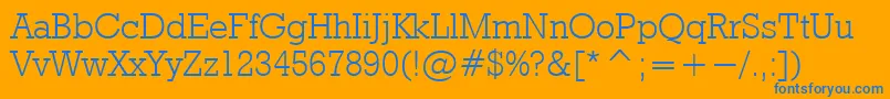 RodeolightNormal-Schriftart – Blaue Schriften auf orangefarbenem Hintergrund
