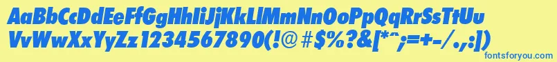 LimerickcdserialHeavyItalic Font – Blue Fonts on Yellow Background