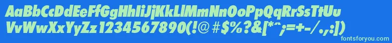 LimerickcdserialHeavyItalic Font – Green Fonts on Blue Background