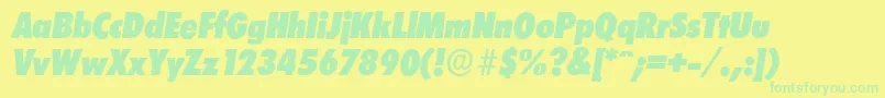 LimerickcdserialHeavyItalic Font – Green Fonts on Yellow Background