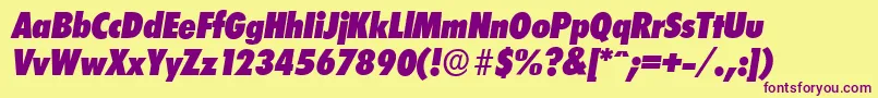 LimerickcdserialHeavyItalic Font – Purple Fonts on Yellow Background