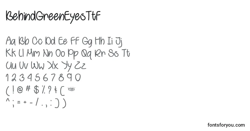 BehindGreenEyesTtf Font – alphabet, numbers, special characters