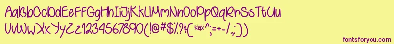 BehindGreenEyesTtf Font – Purple Fonts on Yellow Background