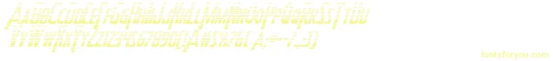 Heroesassemblegradital-Schriftart – Gelbe Schriften auf weißem Hintergrund