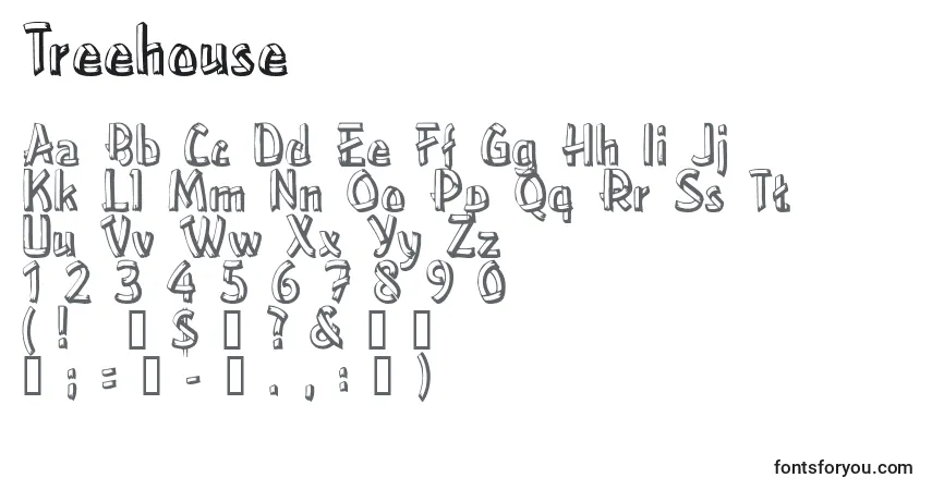 A fonte Treehouse – alfabeto, números, caracteres especiais