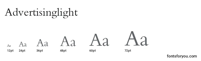 Größen der Schriftart Advertisinglight