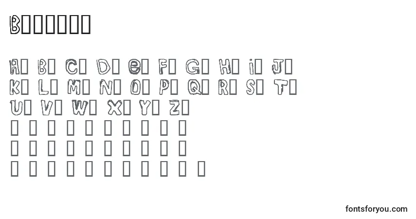 Schriftart Bullyrg – Alphabet, Zahlen, spezielle Symbole