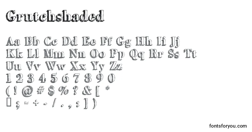 Schriftart Grutchshaded – Alphabet, Zahlen, spezielle Symbole