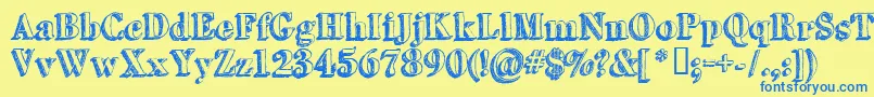 Grutchshaded Font – Blue Fonts on Yellow Background
