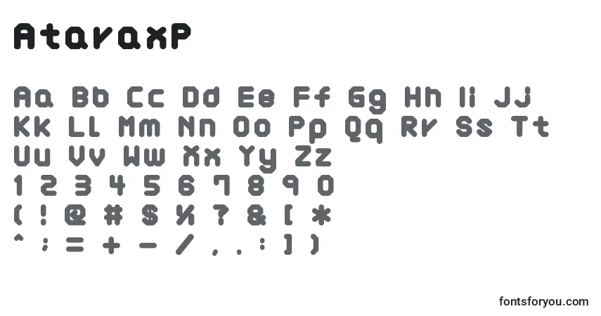 A fonte AtaraxP – alfabeto, números, caracteres especiais