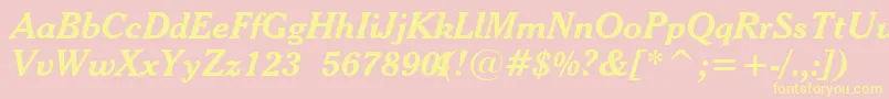 CheltenhamBoldItalicBt-Schriftart – Gelbe Schriften auf rosa Hintergrund