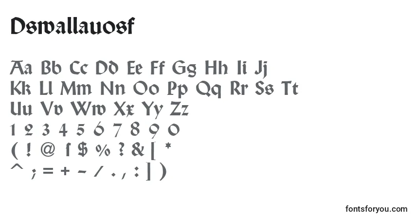 Czcionka Dswallauosf – alfabet, cyfry, specjalne znaki