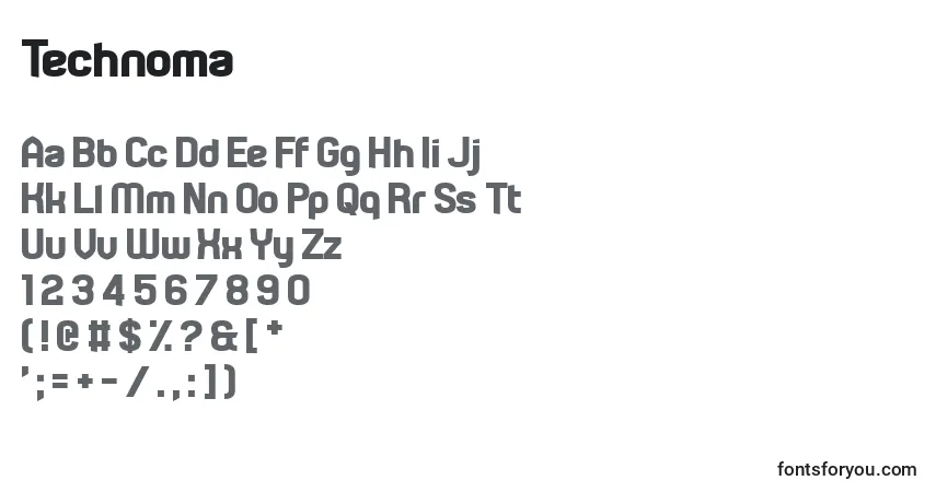 Fuente Technoma - alfabeto, números, caracteres especiales