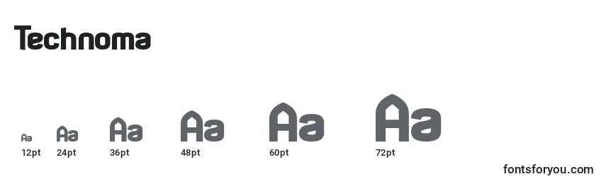 Размеры шрифта Technoma
