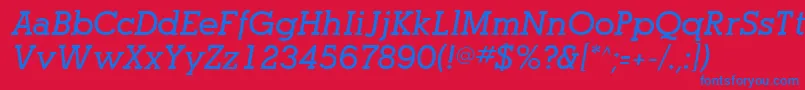 OptasiaSsiBoldItalic-Schriftart – Blaue Schriften auf rotem Hintergrund
