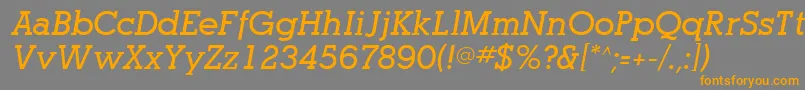 フォントOptasiaSsiBoldItalic – オレンジの文字は灰色の背景にあります。