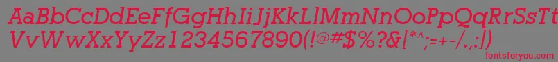 OptasiaSsiBoldItalic-Schriftart – Rote Schriften auf grauem Hintergrund