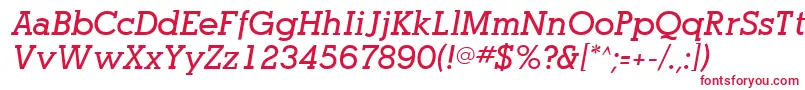 フォントOptasiaSsiBoldItalic – 白い背景に赤い文字