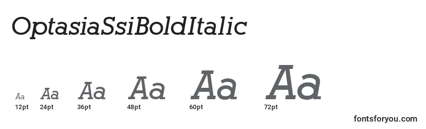 Размеры шрифта OptasiaSsiBoldItalic