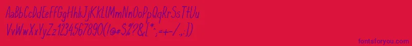 Czcionka KomixconItalic – fioletowe czcionki na czerwonym tle