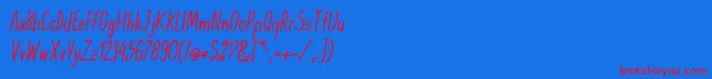 KomixconItalic Font – Red Fonts on Blue Background