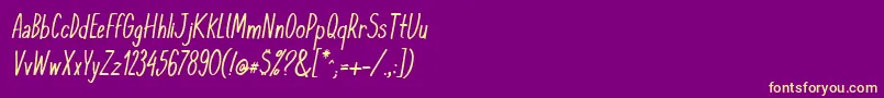 KomixconItalic-Schriftart – Gelbe Schriften auf violettem Hintergrund