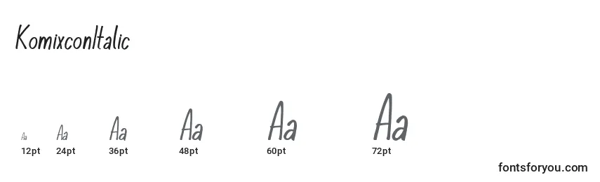 KomixconItalic Font Sizes