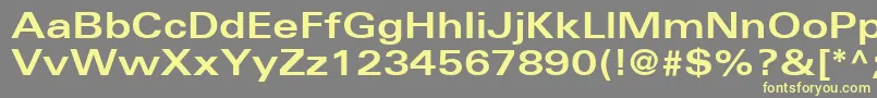 UniversLt63BoldExtended-Schriftart – Gelbe Schriften auf grauem Hintergrund