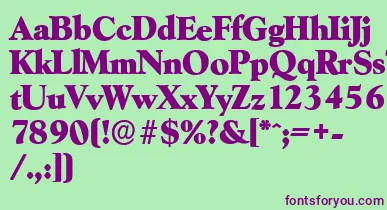 GoudyserialHeavyRegular font – Purple Fonts On Green Background