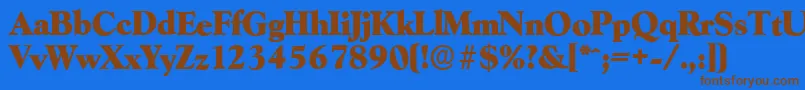GoudyserialHeavyRegular-Schriftart – Braune Schriften auf blauem Hintergrund