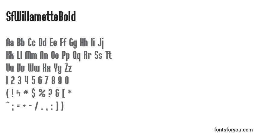 SfWillametteBold-fontti – aakkoset, numerot, erikoismerkit