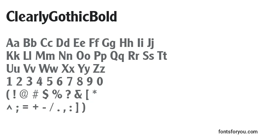 Шрифт ClearlyGothicBold – алфавит, цифры, специальные символы