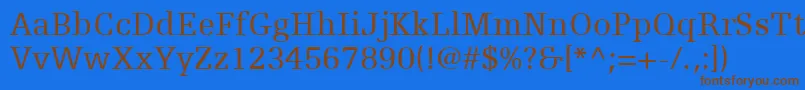EgyptienneFLt55Roman-Schriftart – Braune Schriften auf blauem Hintergrund