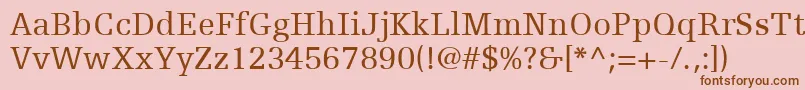 Czcionka EgyptienneFLt55Roman – brązowe czcionki na różowym tle