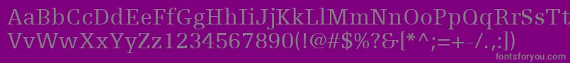 EgyptienneFLt55Roman-Schriftart – Graue Schriften auf violettem Hintergrund