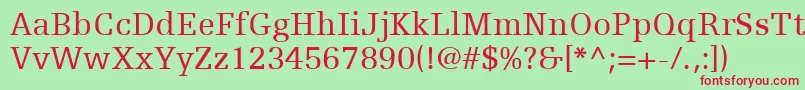 EgyptienneFLt55Roman-Schriftart – Rote Schriften auf grünem Hintergrund