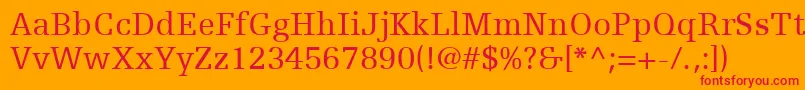 フォントEgyptienneFLt55Roman – オレンジの背景に赤い文字