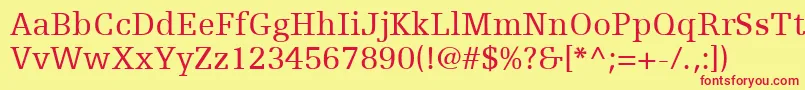 EgyptienneFLt55Roman-Schriftart – Rote Schriften auf gelbem Hintergrund