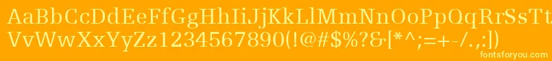 EgyptienneFLt55Roman-Schriftart – Gelbe Schriften auf orangefarbenem Hintergrund