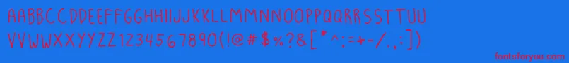 Lunakroniklight Font – Red Fonts on Blue Background