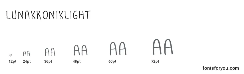 Lunakroniklight Font Sizes
