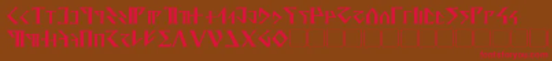 フォントDavek – 赤い文字が茶色の背景にあります。