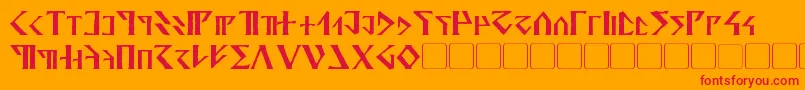 Davek-Schriftart – Rote Schriften auf orangefarbenem Hintergrund