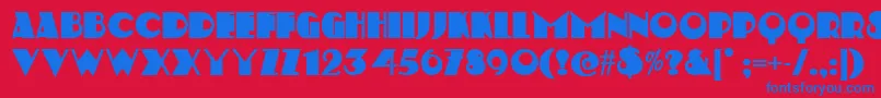 StravinskiDeco Font – Blue Fonts on Red Background