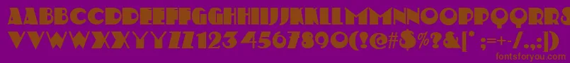 StravinskiDeco-fontti – ruskeat fontit violetilla taustalla