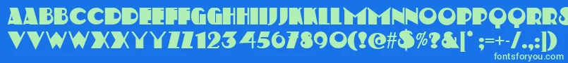 StravinskiDeco Font – Green Fonts on Blue Background