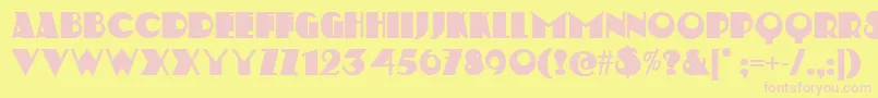 フォントStravinskiDeco – ピンクのフォント、黄色の背景