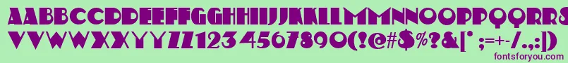 StravinskiDeco Font – Purple Fonts on Green Background